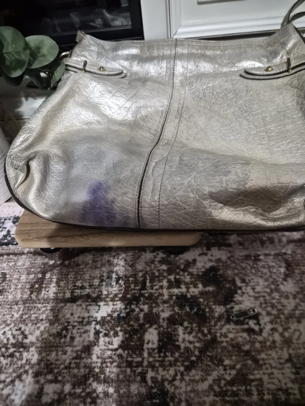 Coach Metallic Silver Goldish Leather Shoulder Bag